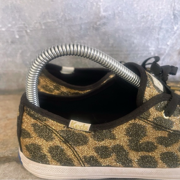 Keds x Kate Spade Gold Black Glitter Cheetah Leopard Shoes Sneakers Women’s 5 - Picture 2 of 6